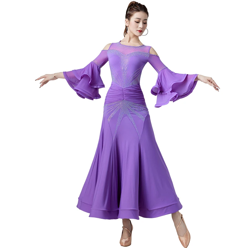 Costume da competizione per valzer, abito da ballo da sala, danza standard nazionale moderna, abbigliamento da tango femminile per palcoscenico di pratica rumba
