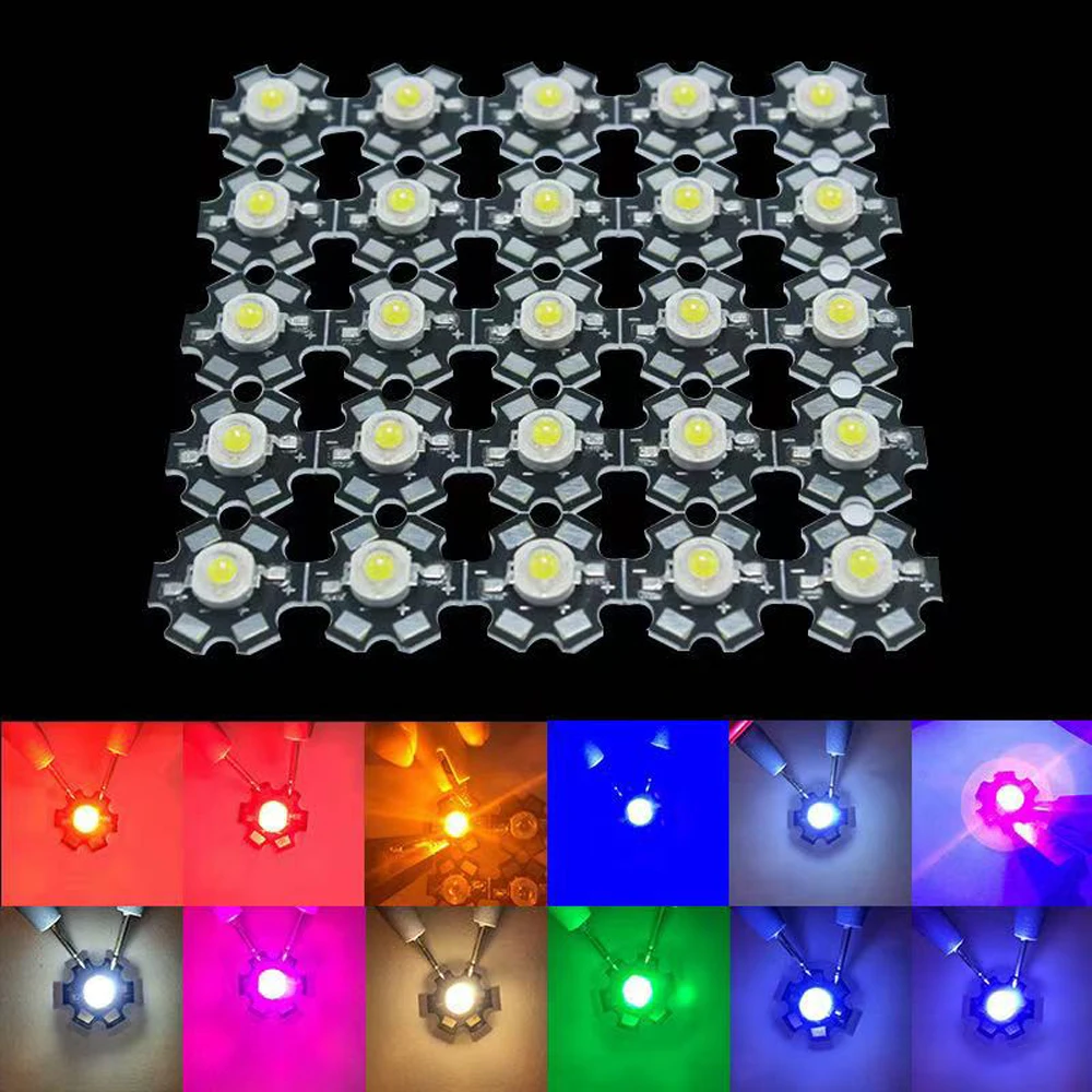 10pcs High Power IR LED 1W 3W Warm White/Cool White/Natural White/Red/Green/Blue/Royal Blue with 20mm Star PCB for Lighting