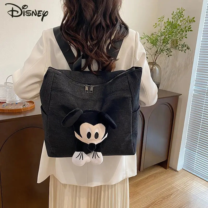 

Disney Mickey's New Cartoon Cute Minnie Backpack Simple and Large Capacity Student Canvas Backpack for Daily Use