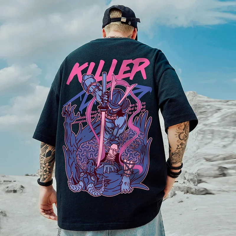 

2025 New European and American Trendy Brand T-shirt Summer 100% Cotton Street Hip-hop Casual T-shirt Trendy Short-sleeved Top