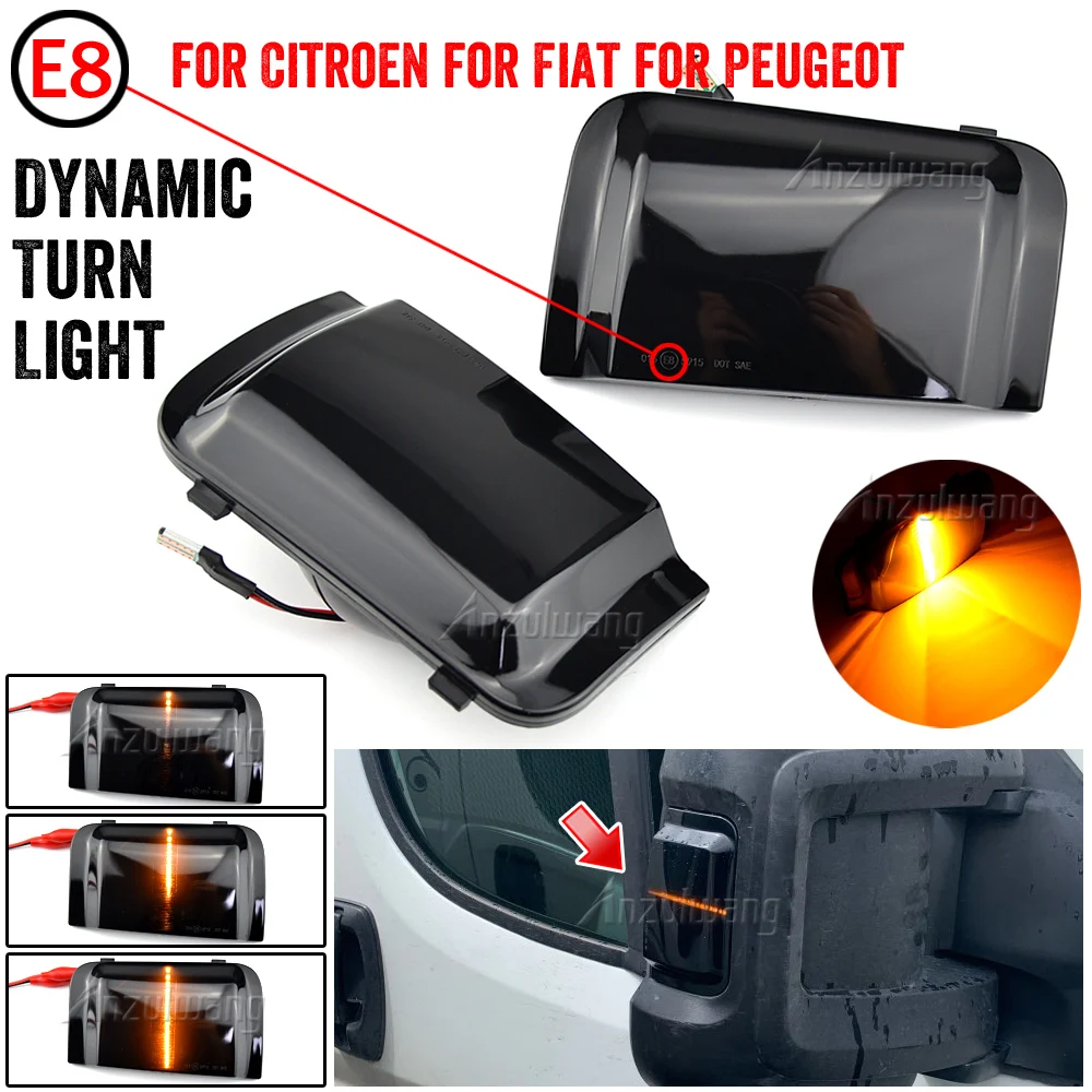 

For Peugeot Boxer Fiat Ducato Citroen Relay 2006- Dynamic LED Turn Signal Light Side Mirror Indicator Sequential Blinker Lamp