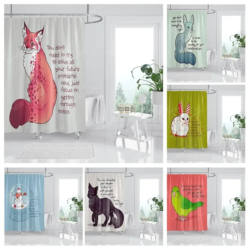 

Waterproof fabric shower curtains Bathroom curtain accessories 180x200 Bath curtain for shower 240*200 cartoon cute decoration