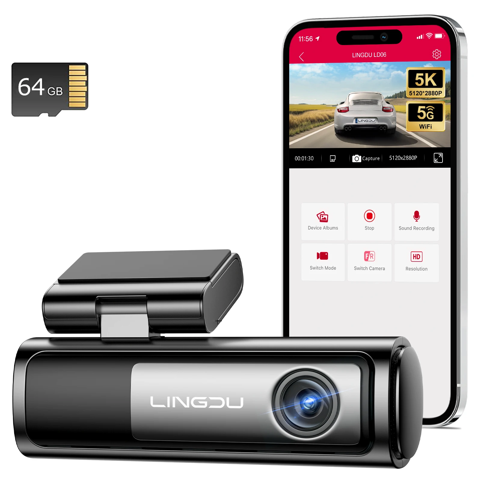 lingdu-front-dash-cam-5k-voice-control-5g-wifi-app-control-gps-car-camera-24h-parking-mode-night-vision-loop-recording-g-sensor