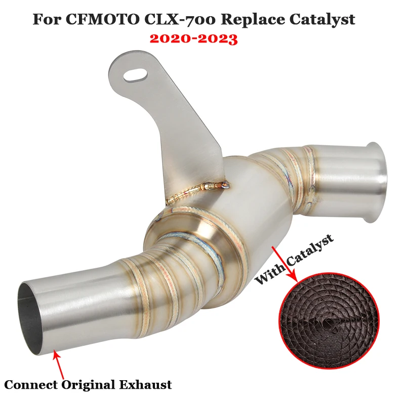 Slip On For CFMOTO CLX-700 Sprot CLX700 2021 2022 2023 Motorcycle Exhaust Escape Link Pipe With Catalyst Connecting 51mm Muffler