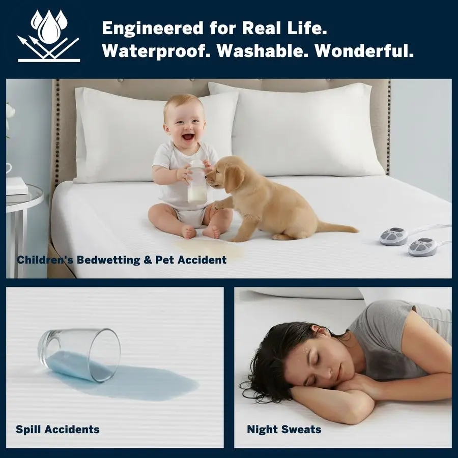 وسادة مرتبة ساخنة مقاومة للماء لتدفئة السرير الكهربائي مع 10 إعدادات للحرارة، ومؤقت إيقاف تلقائي، مرتبة كهربائية معتمدة من ETL P