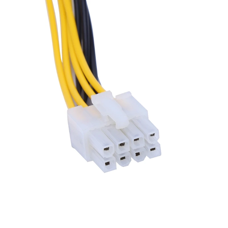 ATX 4-Pin Male To 8-Pin Female CPU Board Power Supply Converter Adapter Cable Yellow Black 20cm/7.87in