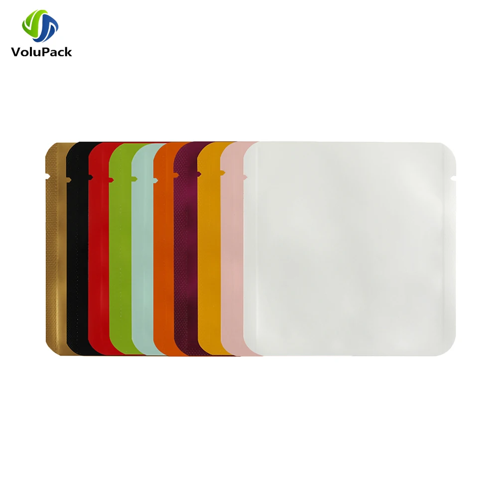 100PCS Aluminum Foil Matte Mylar Packaging Bags Wate Proof Tear Notch Round Corner Bag Flat Heat Sealing Storage Pouches