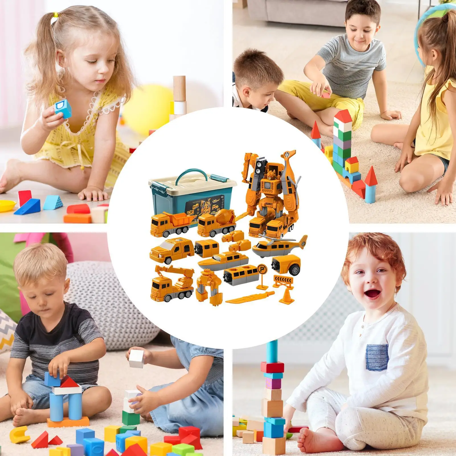 Carro de engenharia para meninos robô blocos de construção transformação magnética carro de engenharia montado brinquedo para alunos crianças vivendo