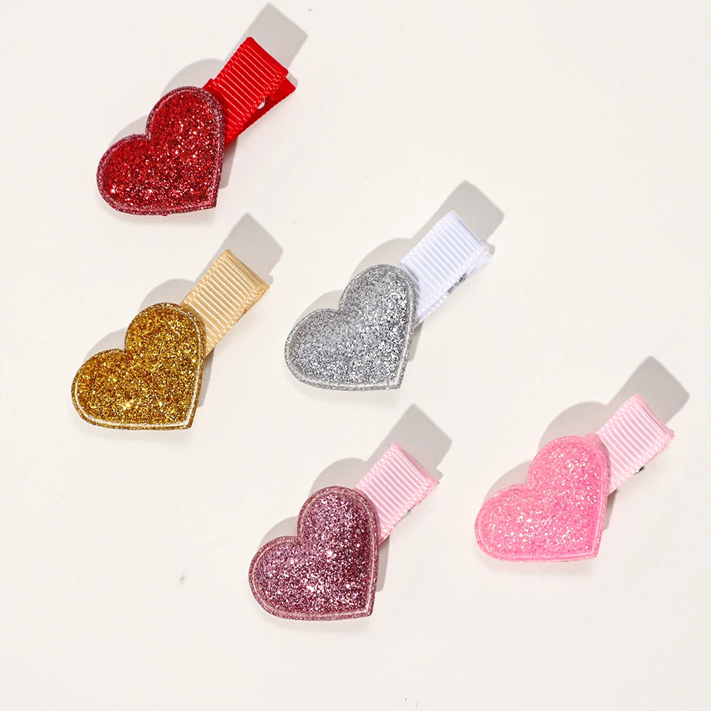 5/6Pcs/set Baby Girls Fashion Glitter Heart Hair Clip Seamless Hairpins Cute Headwear Kids Hairgrip Hair Accessories Gift Set