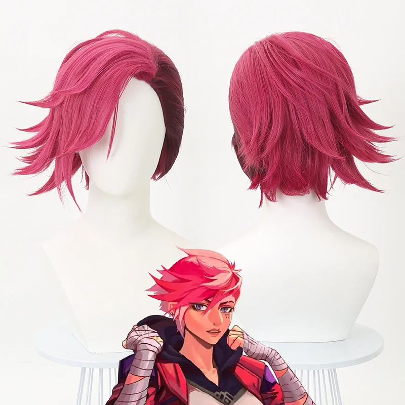 合成グラデーションツートーンショートウィッグアーチ型チップロリータ風ヴィオレイコスプレ耐熱ウィッグパーティーカーニバルハロウィン用