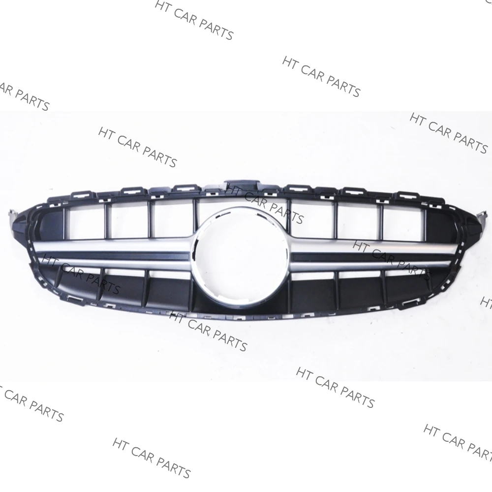 1pcs Silver E63 Style Front Grill Grille For Mercedes Benz C Class W205 2014-2018 2014 2015 2016 2017 2018 C250 C300