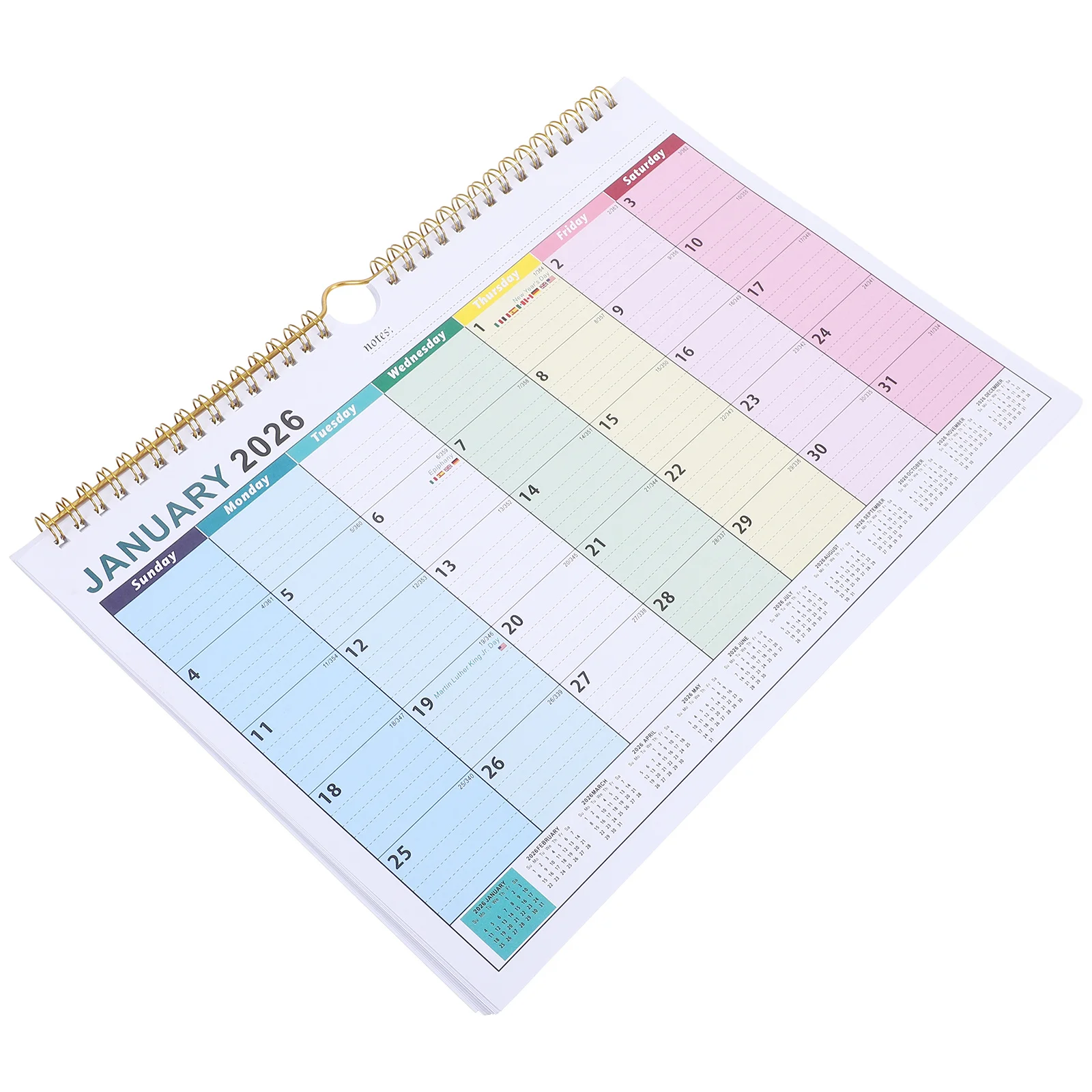 

18-Month 2026-2027 Large Paper Planner International Holidays Thick Writing Surface Vertical Display Hanging Wall Mount Office