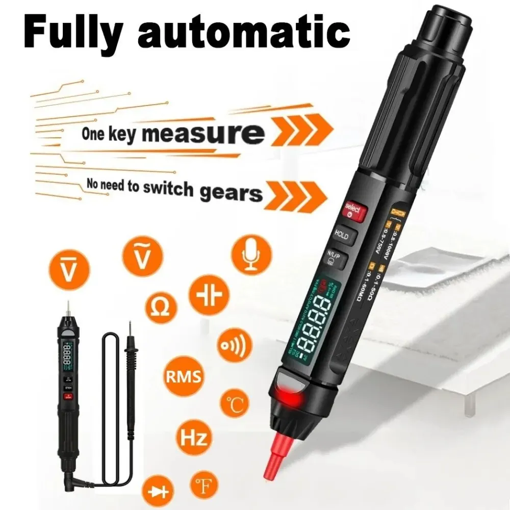 Tooltop Pen Type True Rms Digitale Multimeter 6000 Telt Met Spanningstest Pen Fasesequenties Functies Auto Test Multimeter