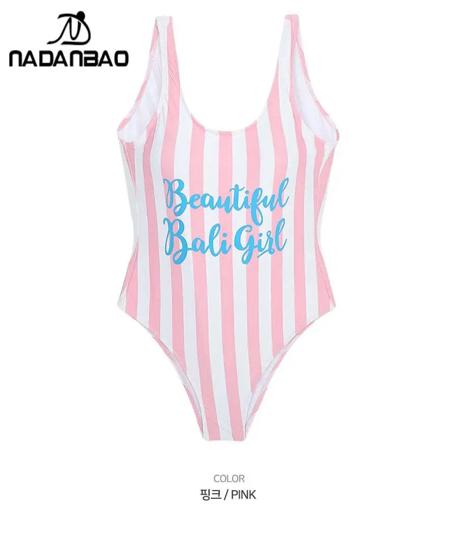 NADANBAO bañador de una pieza para mujer, traje de baño Sexy a rayas con Espalda descubierta, ropa de playa, Bikini