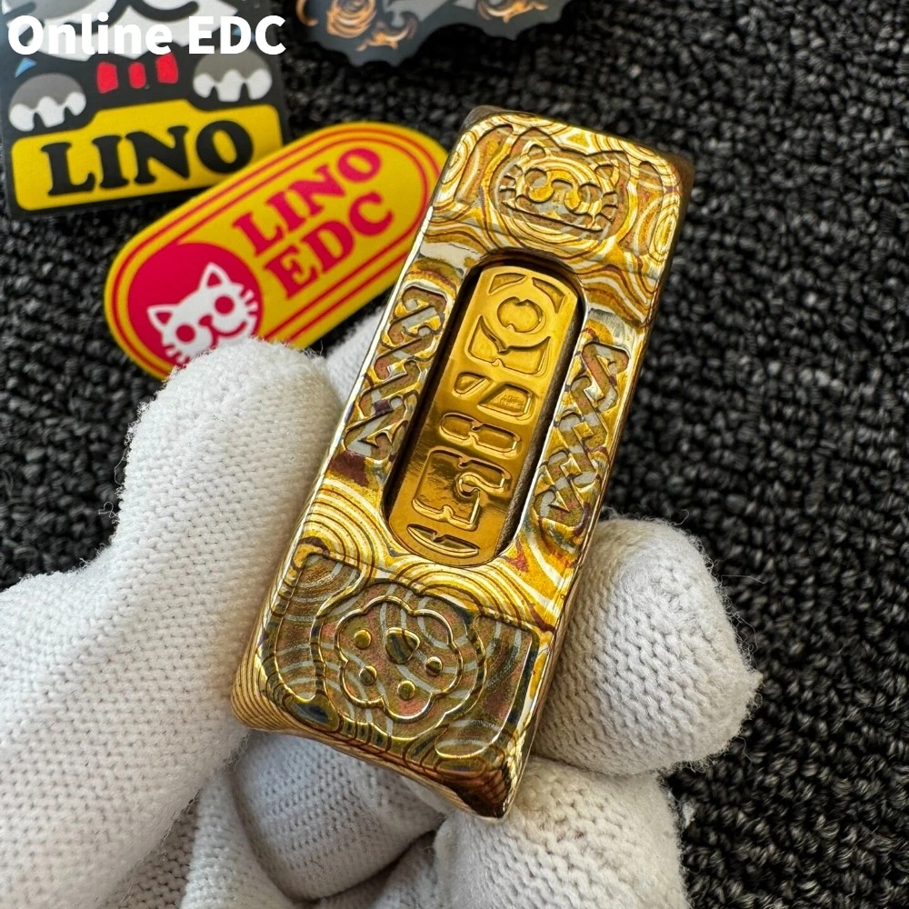 Pre-instalado LINO EDC Limbo Mokume Push Slider Mecánico Fidget Slider Juguete para aliviar el estrés Accesorios de escritorio de oficina