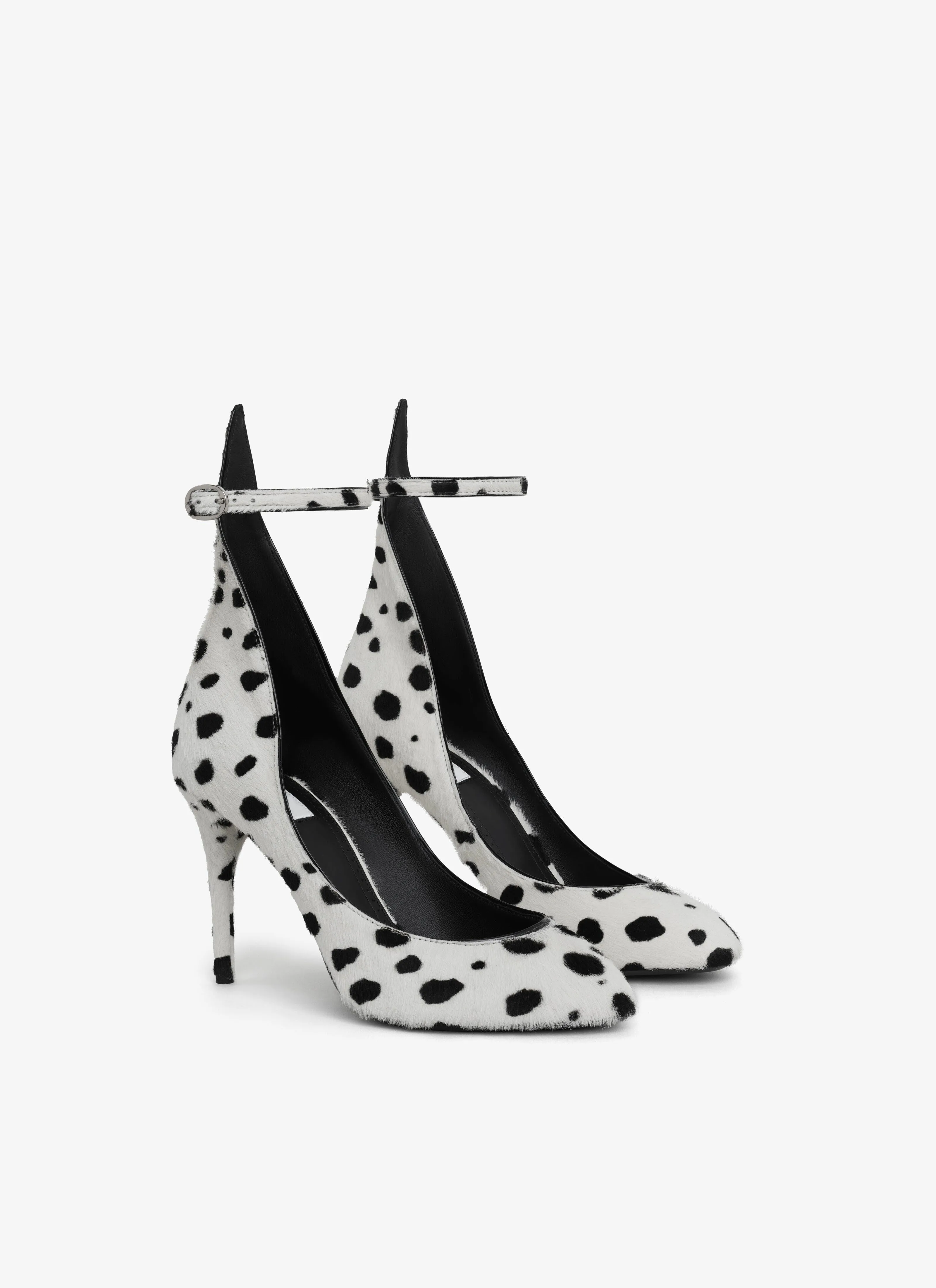 Women's Shoes Decollete Pumps In Dots Haircalf White Black