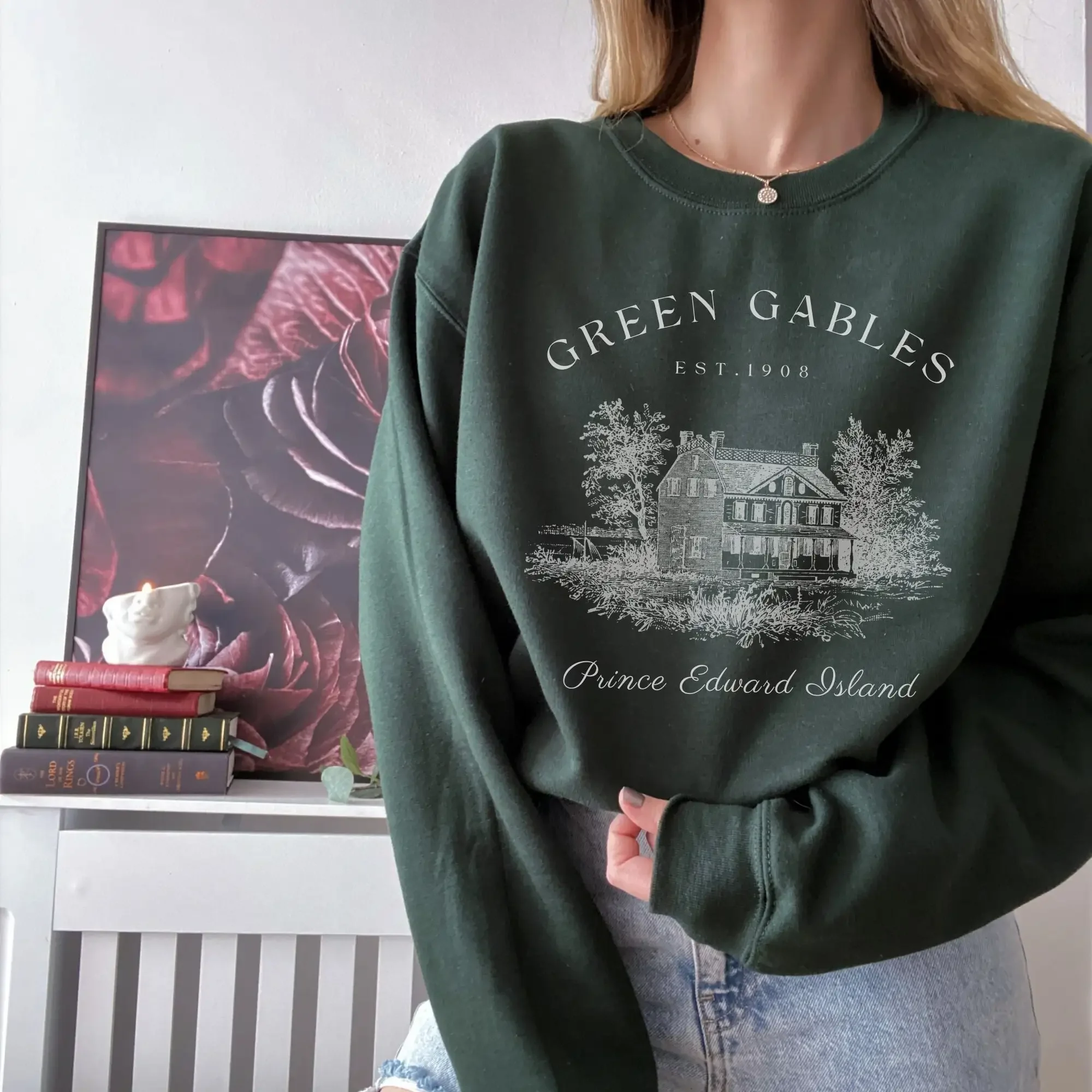 Women Fleece Y2K Top Retro Loose Sweatshirt Dark Academia Anne with an E Sweatshirt Anne of Green Gables Bookish Sweatshirt