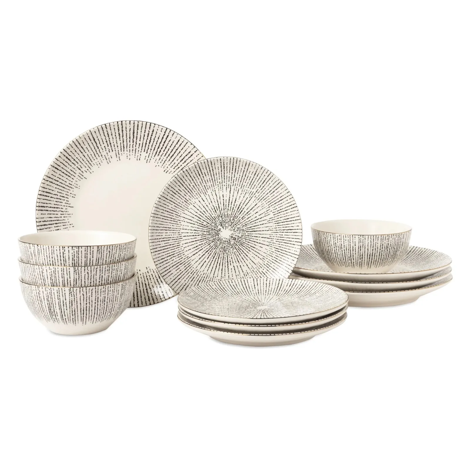 

US 12-Piece Stoneware Dinnerware Set, Riley CollectionPremium Quality: Durable stoneware, perfect for