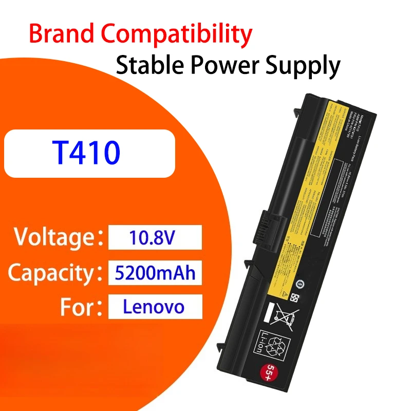 

Premium Replacement Battery For Lenovo T410 SL410K L421 SL510 E50 E425 T520 W520 10.8V 5200mAh Rechargeable Laptop Battery