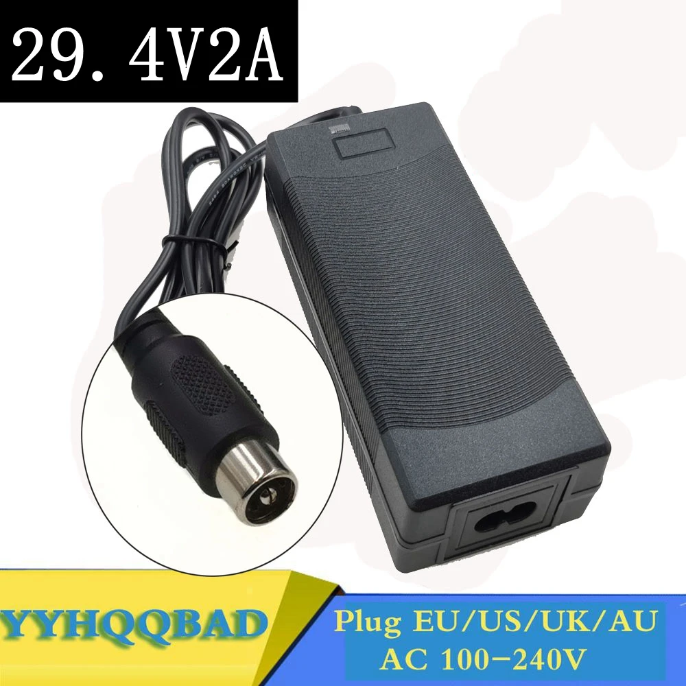 Cargador de 29,4 V y 2a para bicicleta eléctrica, paquete de batería de litio de 25,2 V, 25,9 V, 29,4 V, 7S, RCA Steckverbinder