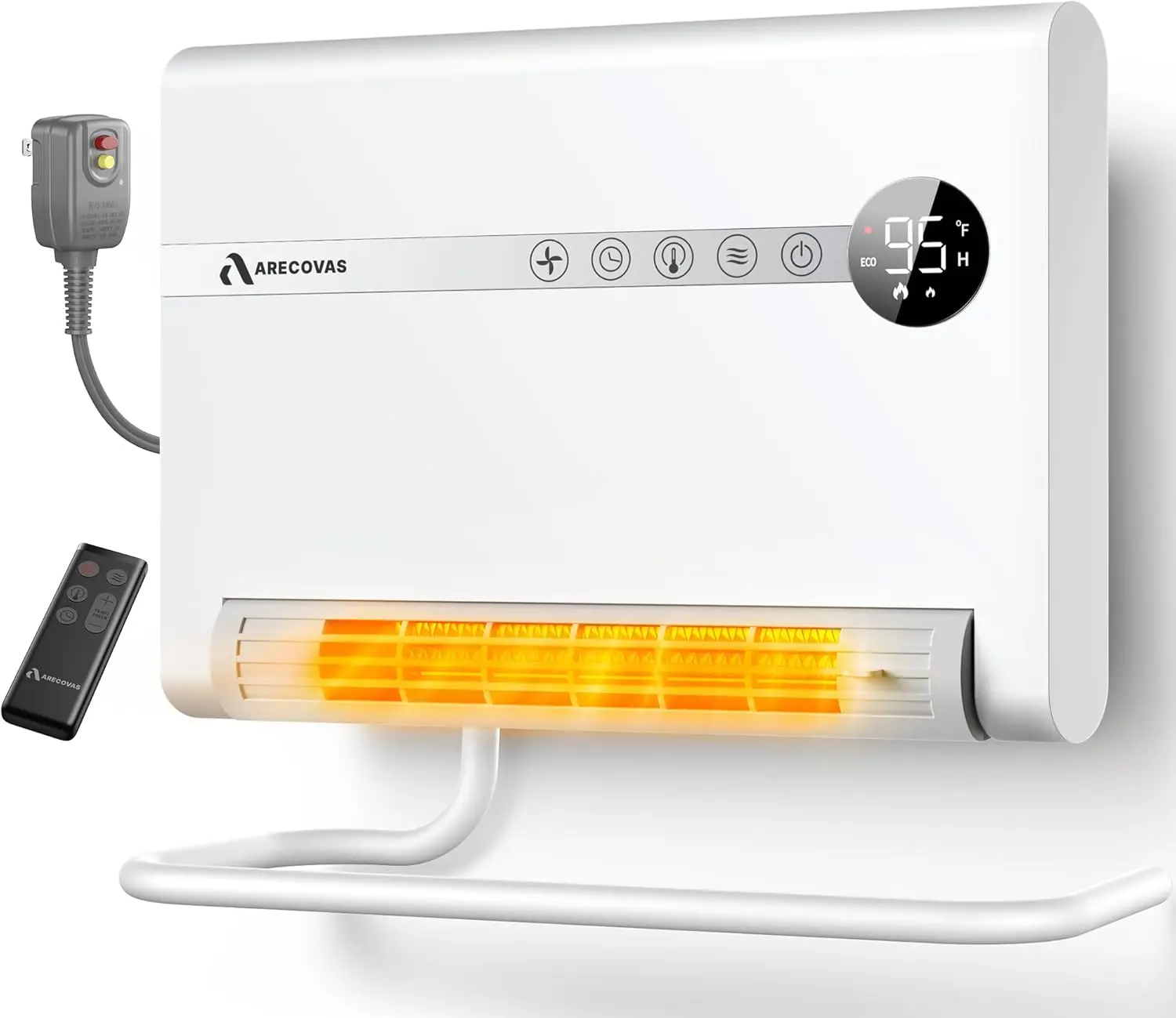 

Настенный обогреватель PTC мощностью 1500 Вт с быстрым нагревом и вилкой ALCI, 30 ° Функция вращения, регулируемый термостат, 24-часовой таймер для использования в помещении