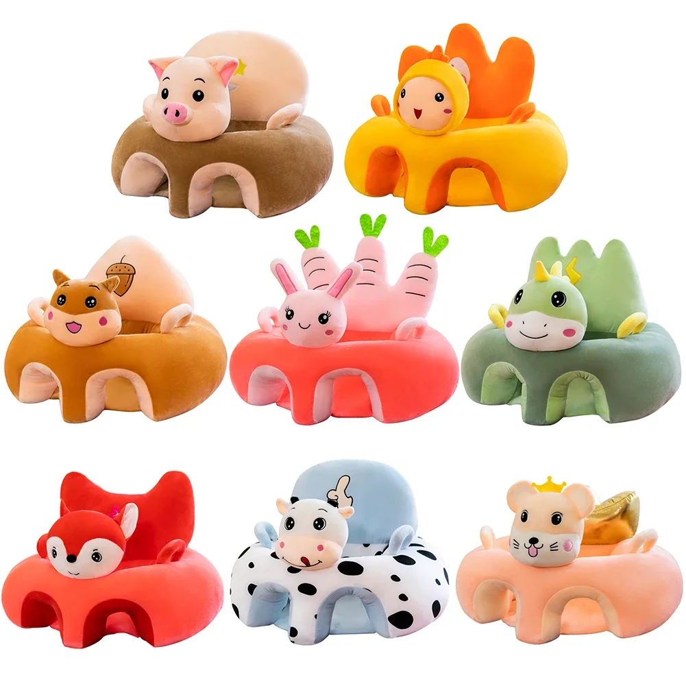 Baby Support Seat Cover Infant Cartoon Animal Plush Learning To Sit Sofa Skin Cushion Sofa Plush Pillow Toy Animal