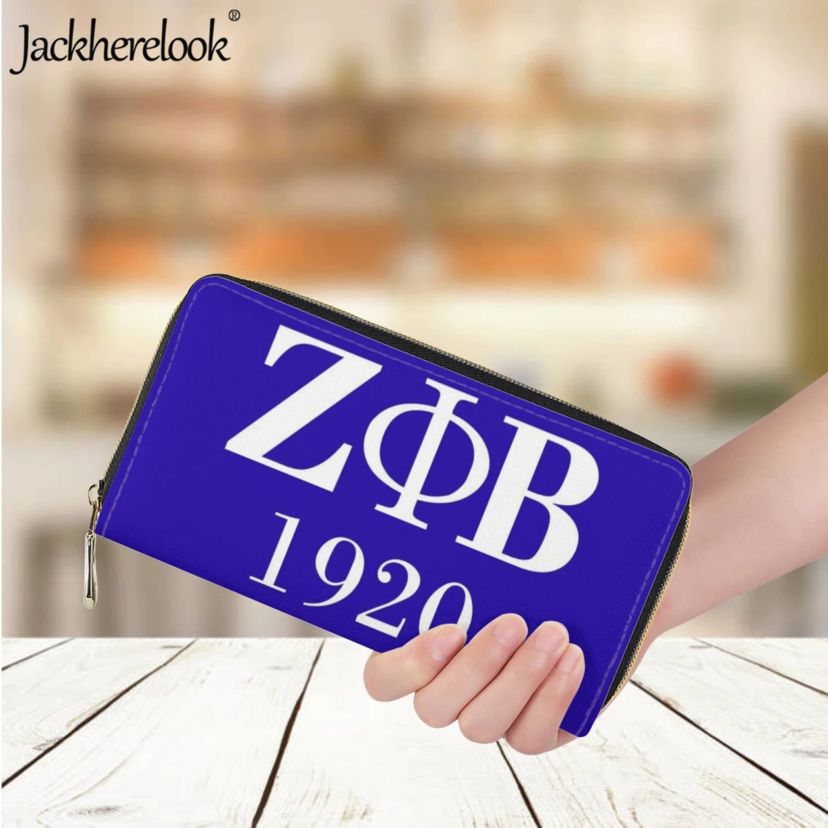 

Jackherelook Zeta Phi Beta Sorority1920 Design Long Leather Wallet for Women Classic Business Credit Card Holder Purse Money Bag