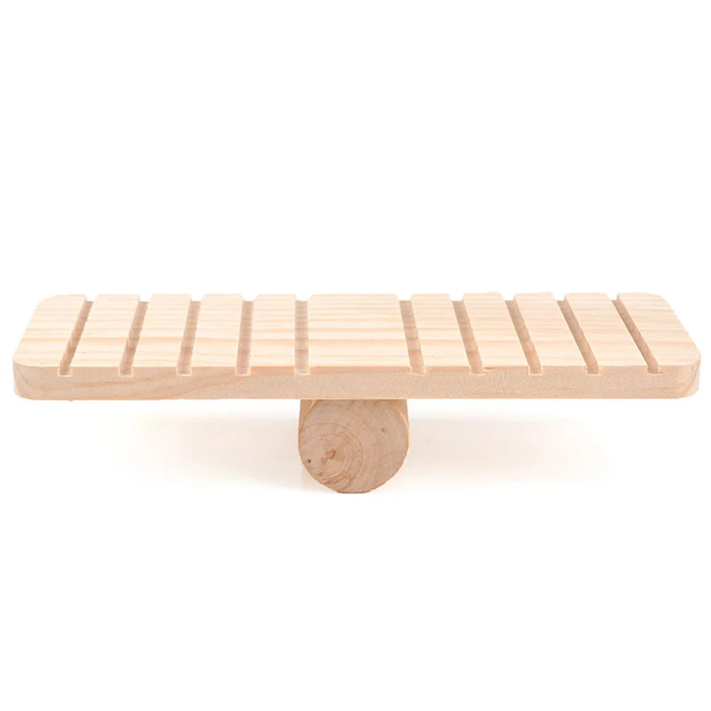 Wooden Hamster Seesaw Platform Natural Material Mini House Hideout Cage Chew Small Pet Climbing Hamster Seesaw