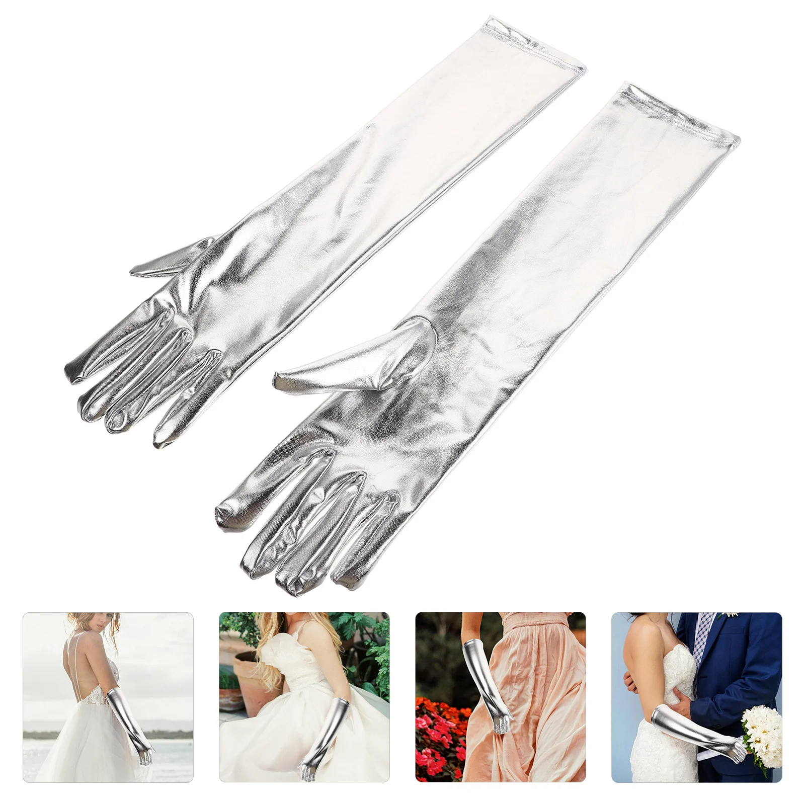 1 ペア特許ウェットルック手袋ロング光沢のある肘丈コスプレハロウィンパーティーコスチュームメンズロンググローブ