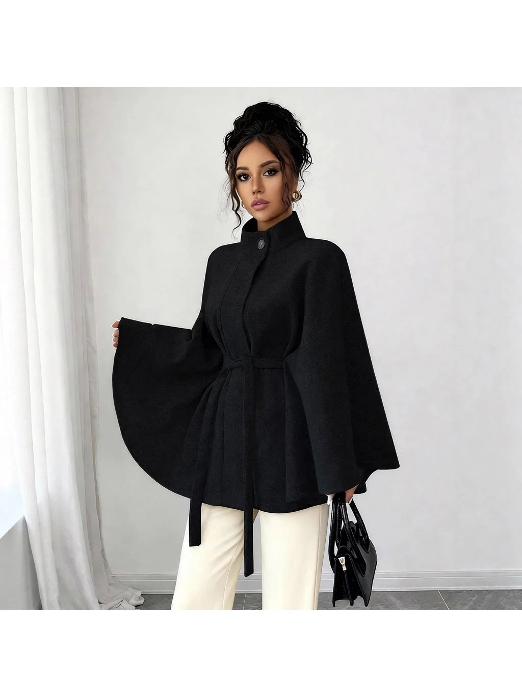 

Модное зимнее шерстяное пальто для женщин, утепленное, из полиэфирного волокна, с плиссировкой, для весеннего сезона