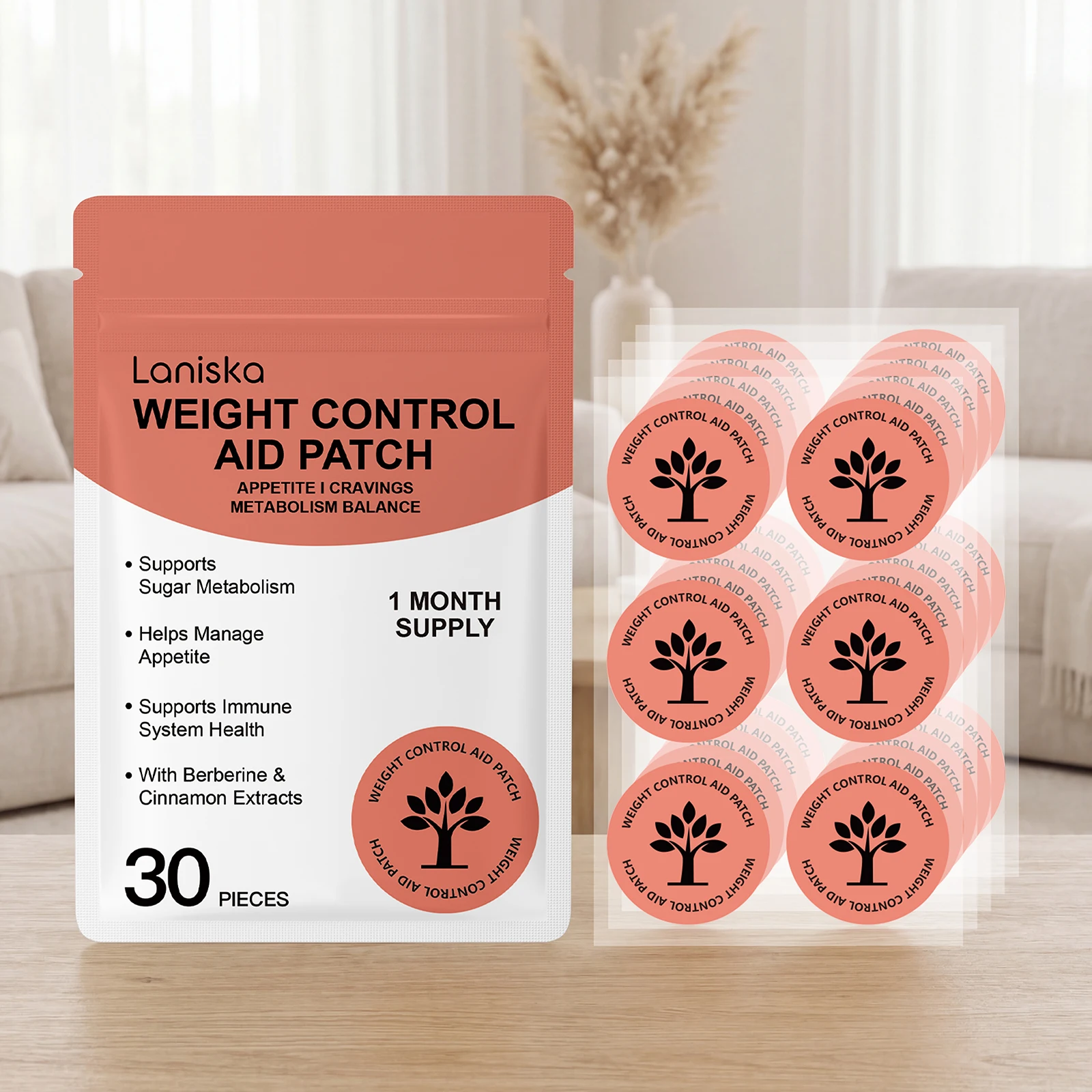 Body Care Patch 30 Patches – Appetite & Cravings Support with Berberine & Cinnamon Extracts, Natural Herbal Body Care Sticker