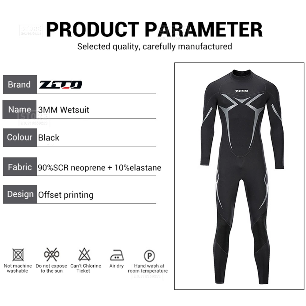 Men Wetsuit 3mm Neoprene Surfing Scuba Diving Snorkeling Swimming Body Suit Wet Suit Surf Kitesurf Clothes Equipment