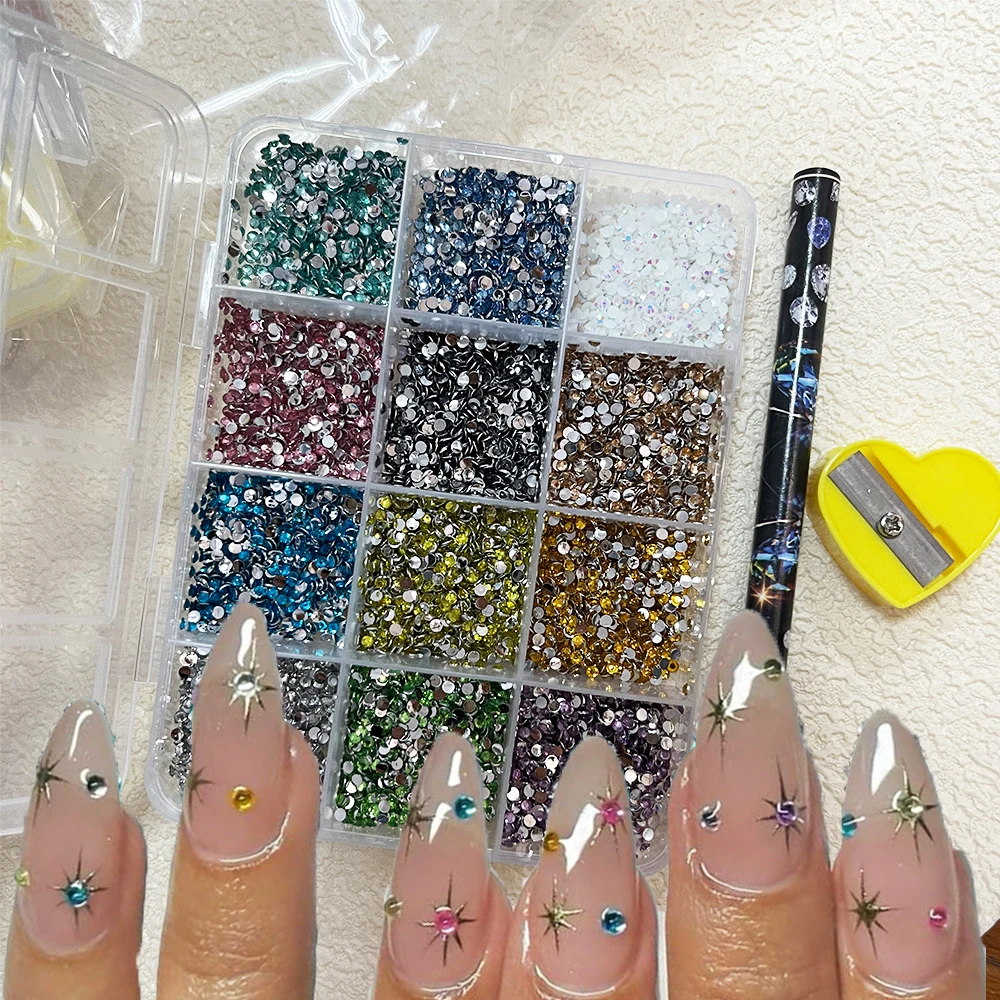 

6000pcs/Boxed Resin Rhinestones Nail Art Charms,Glitter Flatback Diamond Gems Jewelry Drill DIY Decoration,Manicure Salon Tools