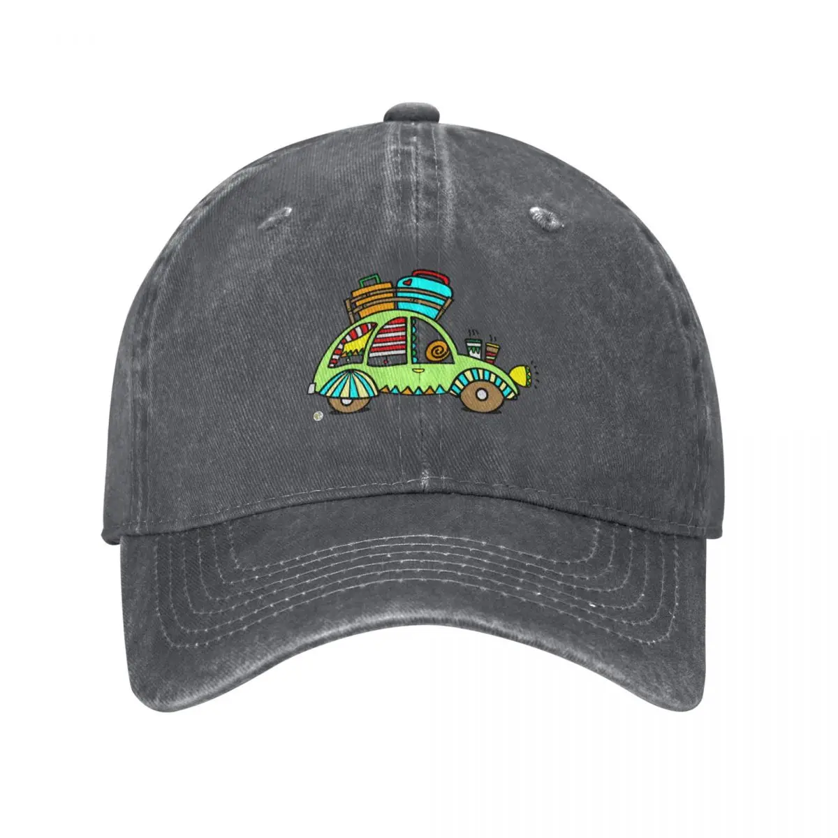 cute green 2CV car vehicle cute travel design 01 Baseball Cap Icon Trucker Hat black Hats For Women Men's