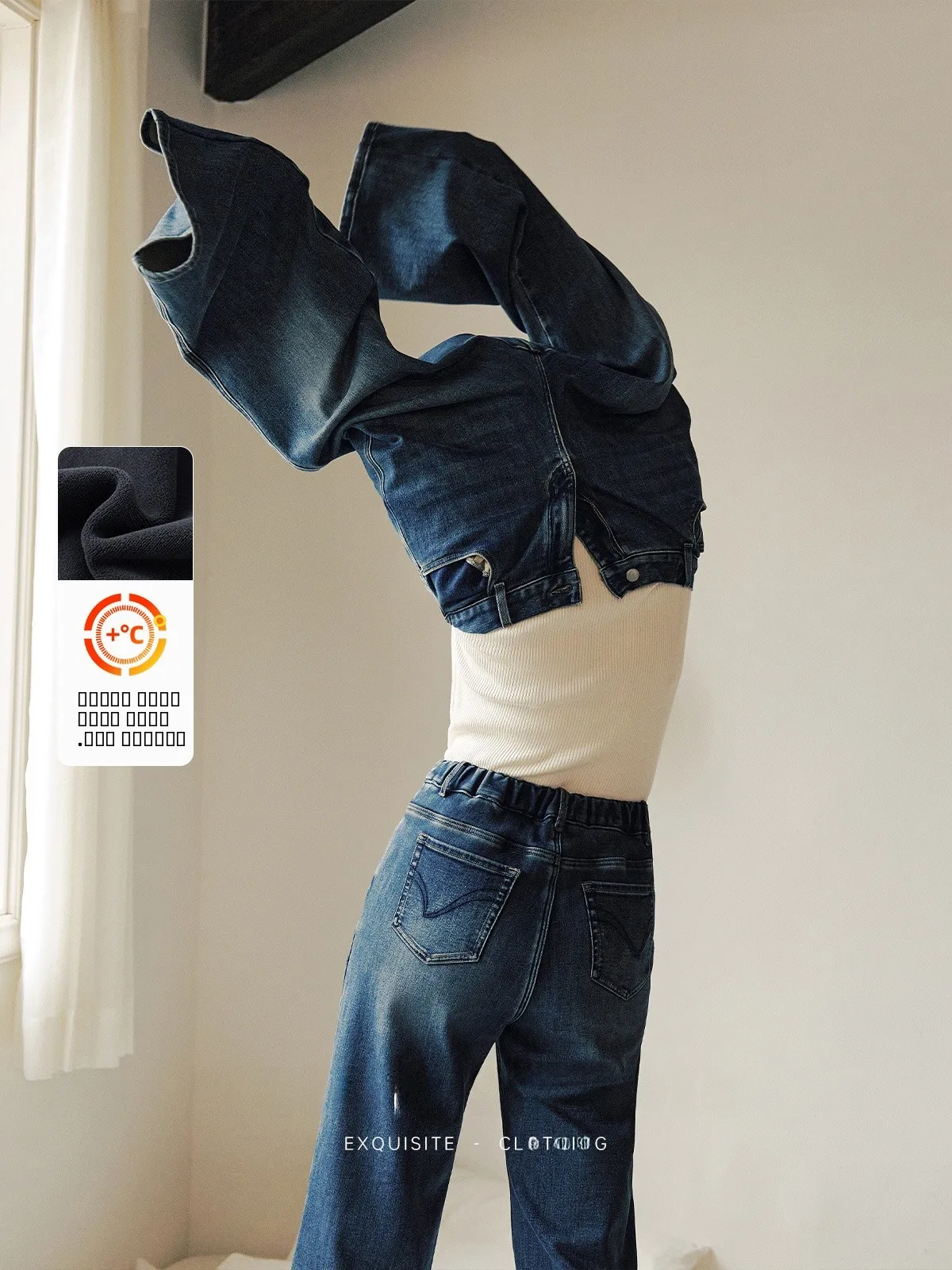 

Женские джинсы XLIDM больших размеров с флисовой подкладкой, утягивающие, длиной до щиколотки, повседневные, из смесового хлопка и полиэстера, зимние, теплые, прямого кроя