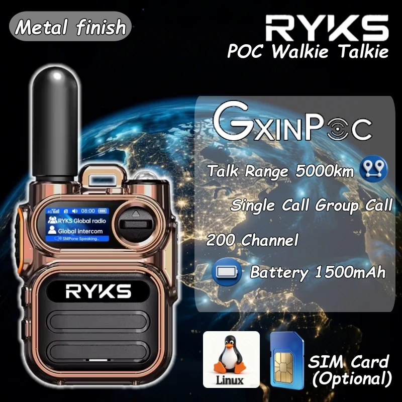 

Ry-338 For Global Ptt Walkie Talkie 4G Walkie Talkie 5000Km To 100Km Range