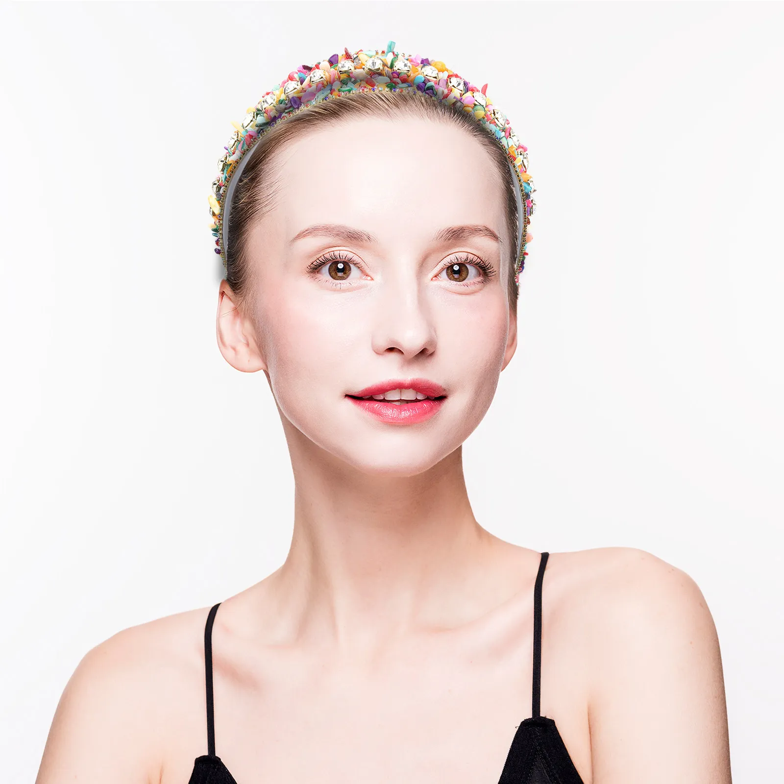 Turquoise Rhinestone Padded Headband for Women Comfortable Skin-Friendly Cotton Hair Band Statement Piece for Special Occasions