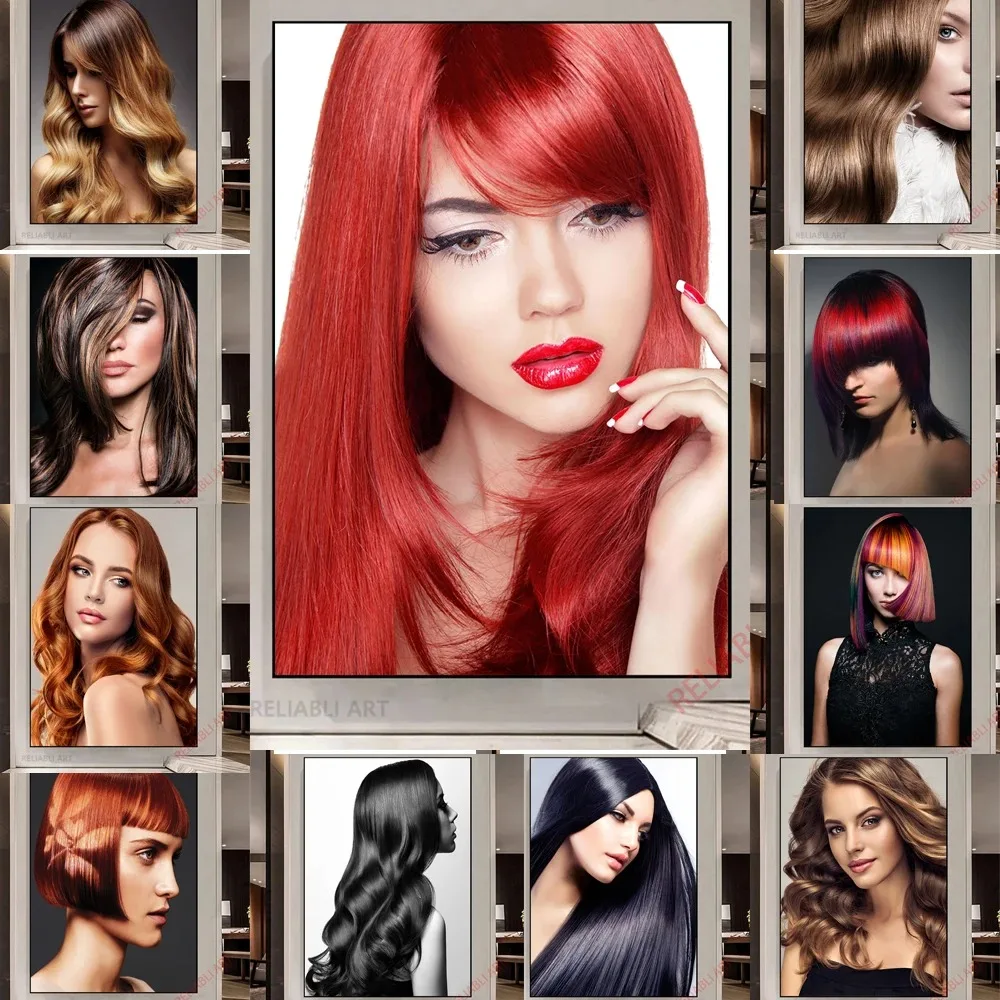 Modern Hairdresser Barber Hair Salon Canvas Painting Hairstyle Posters Wall Art for Living Room Barber Shop Home Decoration