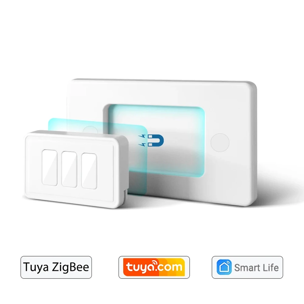 Tuya ZigBee 3.0 Wireless US 3 Gang Portable Remote Works with Smartthings Conbee Deconz Stick Domoticz Hub Required