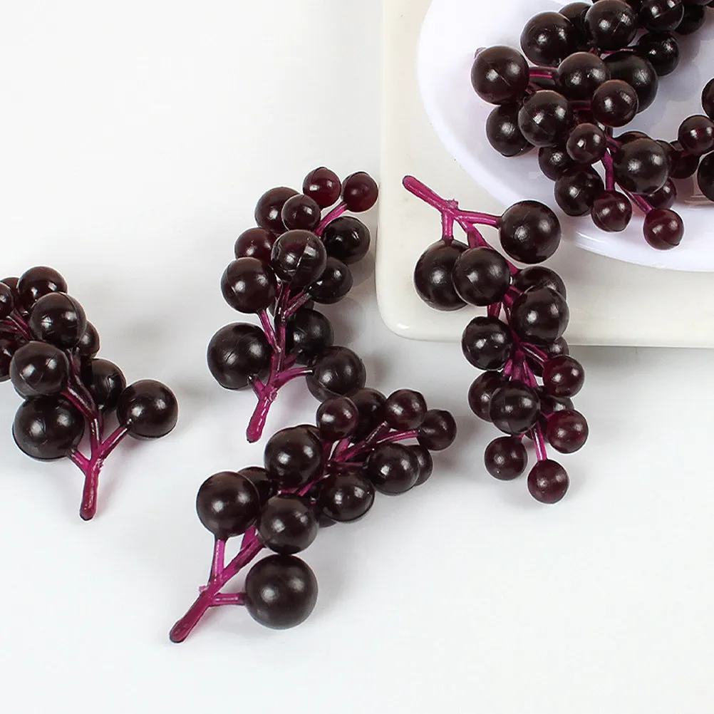 10Pcs Simulated Mini Grape Cluster Lightweight Unbreakable PVC Miniature Kitchen Decor for Dollhouse Photography Pretend Play