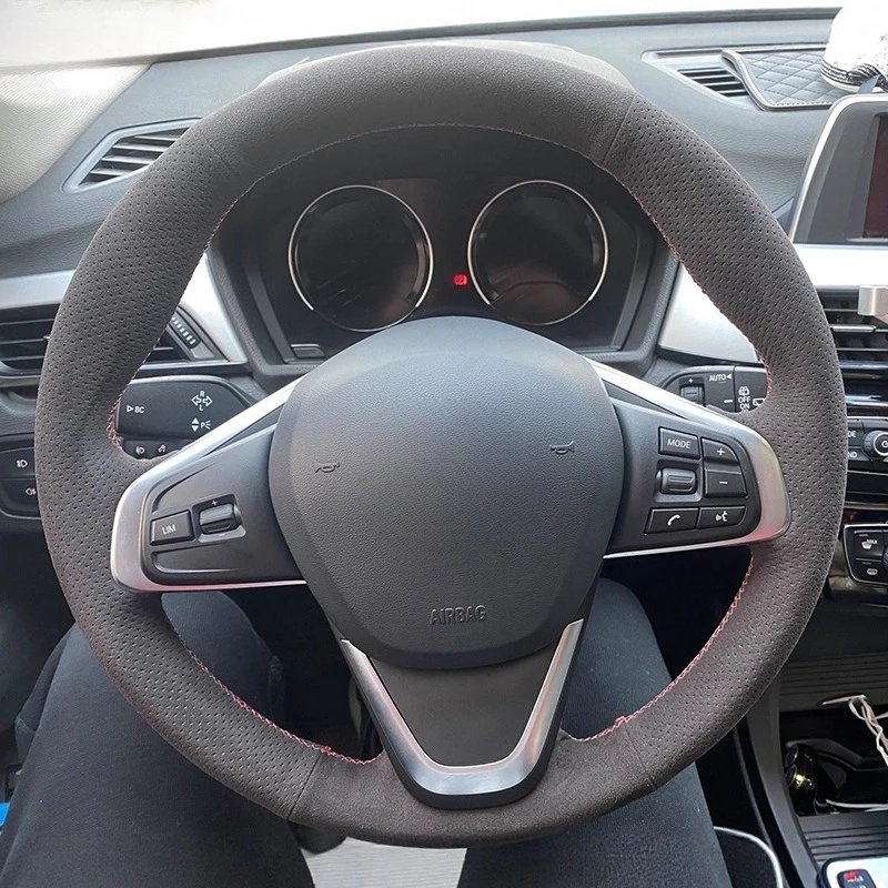 

Сшитый вручную замшевый чехол на руль из наппа для BMW X1 серии 1 120i 118 2016-2023, аксессуары для салона автомобиля