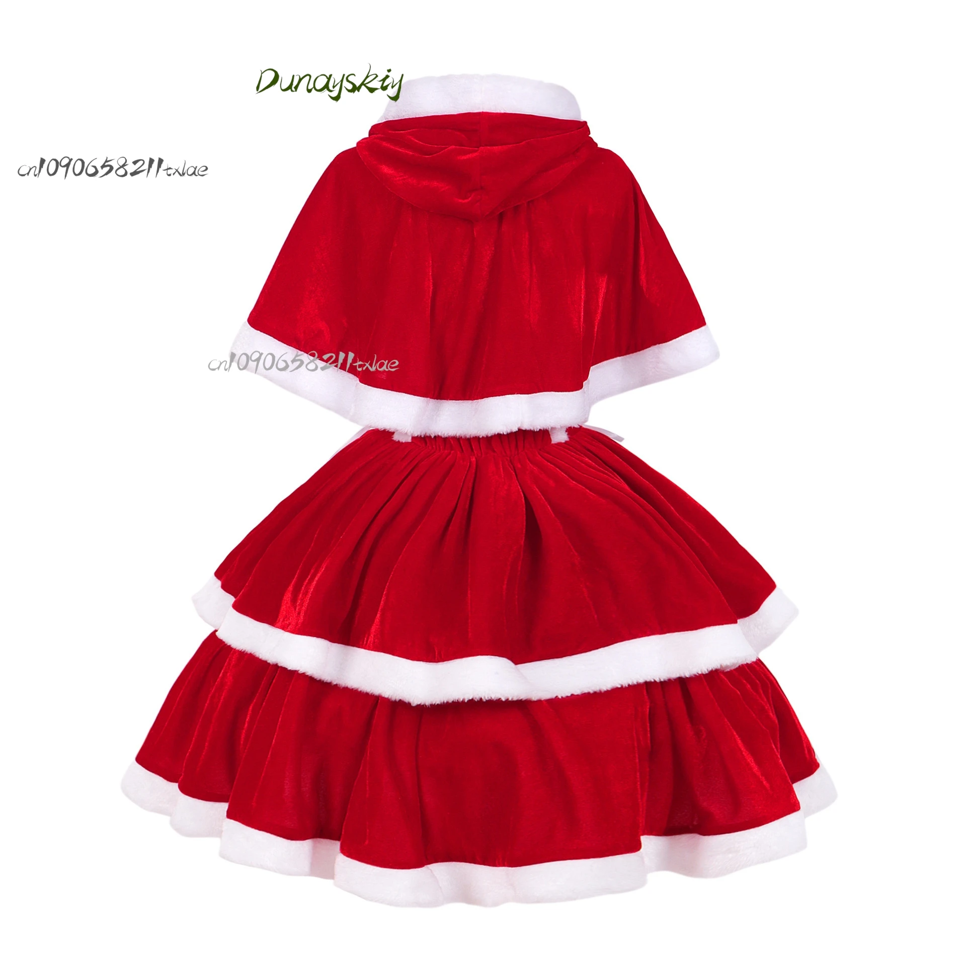 Рождественское платье, карнавальная вечеринка, платья с запахом из искусственного меха, плащ, милый кролик для девочек, косплей, красный бархатный костюм Санта-Клауса, Лось, Рождество