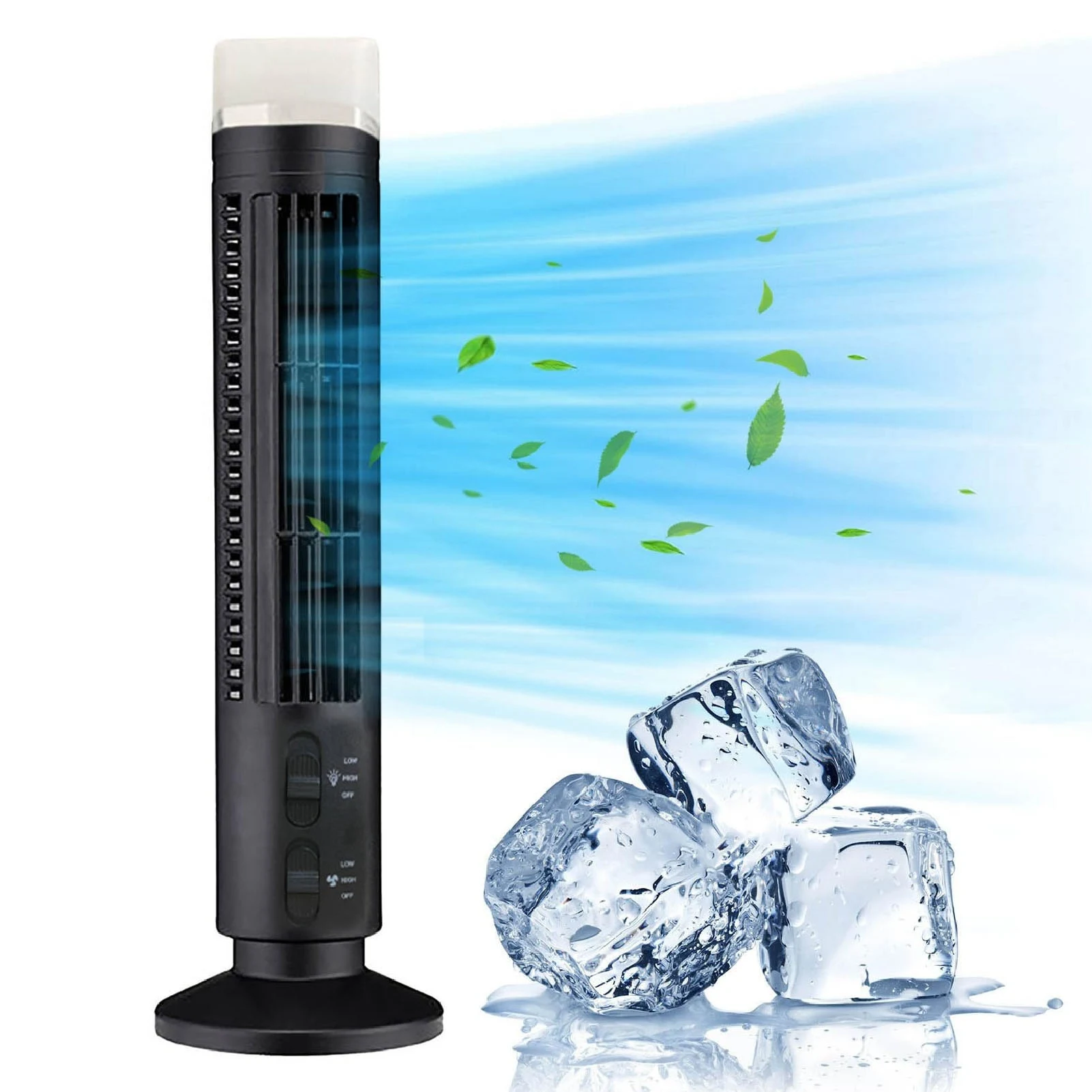 Bladeless Tower Fan 90 Degree Oscillating Quiet Portable USB Desk Fan with Light for Home Bedroom Office