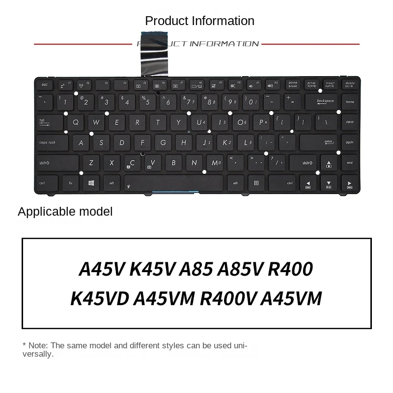 replace suit for ASUS   A45V K45V A85 A85V R400 K45VD A45VM R400V Laptop keyboard