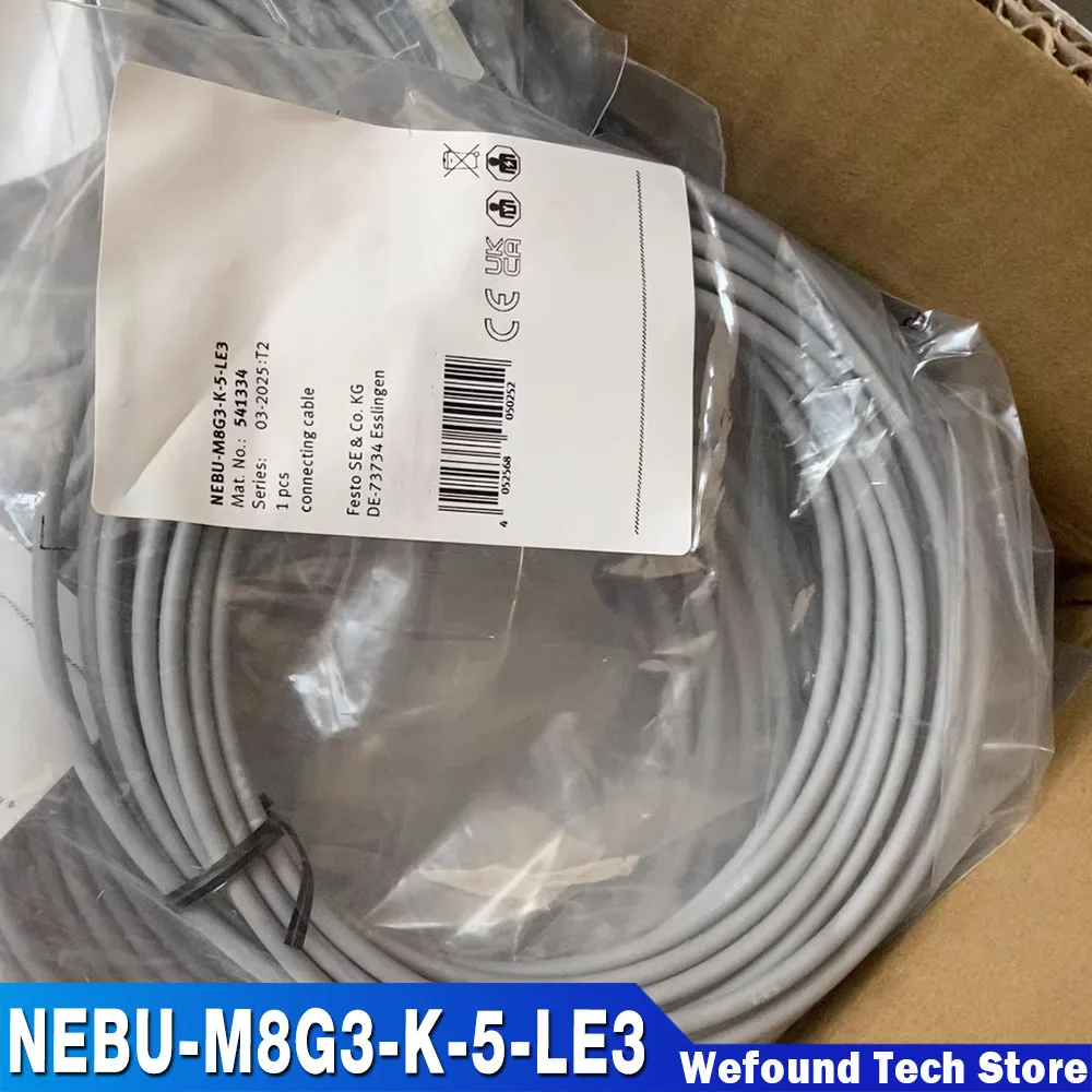 Power cord NEBU-M8G3-K-5-LE3 541334 M8 straight head 3-core