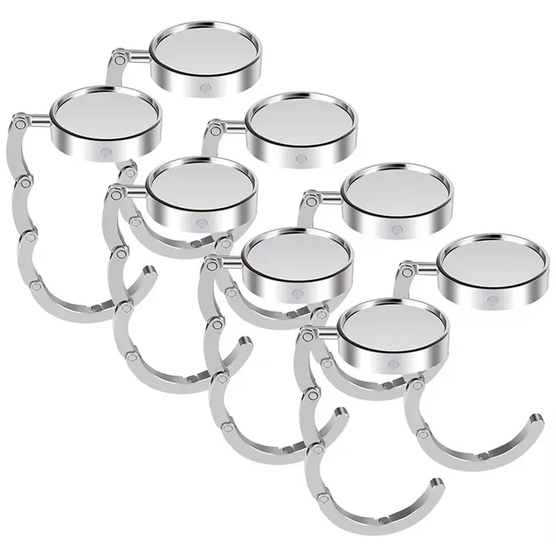 16Pcs Folding Bag Hanger Rack Portable Alloy Handbag Table Hook Non-Slip Multipurpose Purse Key Holder For Storage-A46I