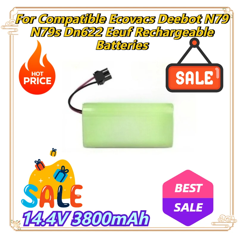 

14.4V 3800mAh For Compatible Ecovacs Deebot N79 N79s Dn622 Eeuf Rechargeable Batteries