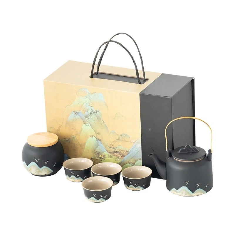 

Coarse pottery Qingshan portable kung fu tea set outdoor travel tea set teapot