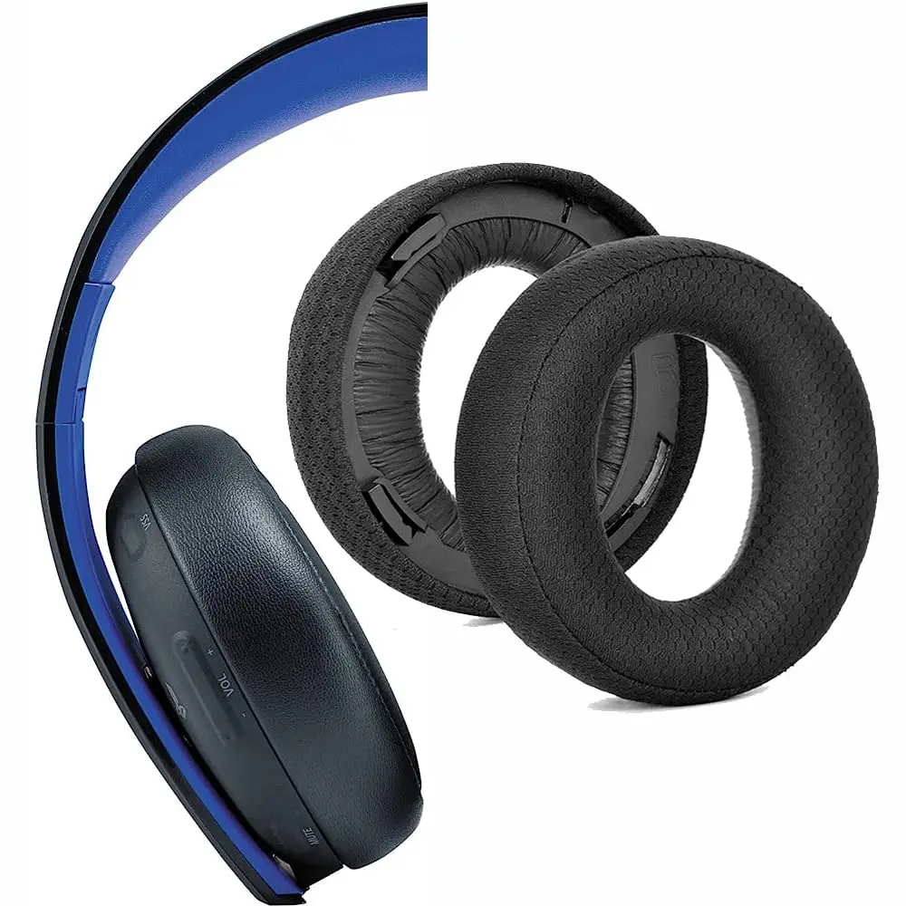 V-MOTA イヤーパッド Sony Playstation 3、4、PS3 PS4 Playstation Gold CECHYA-0083 ステレオ 7.1 ヘッドフォン、3Gen (メッシュクロス) と互換性あり