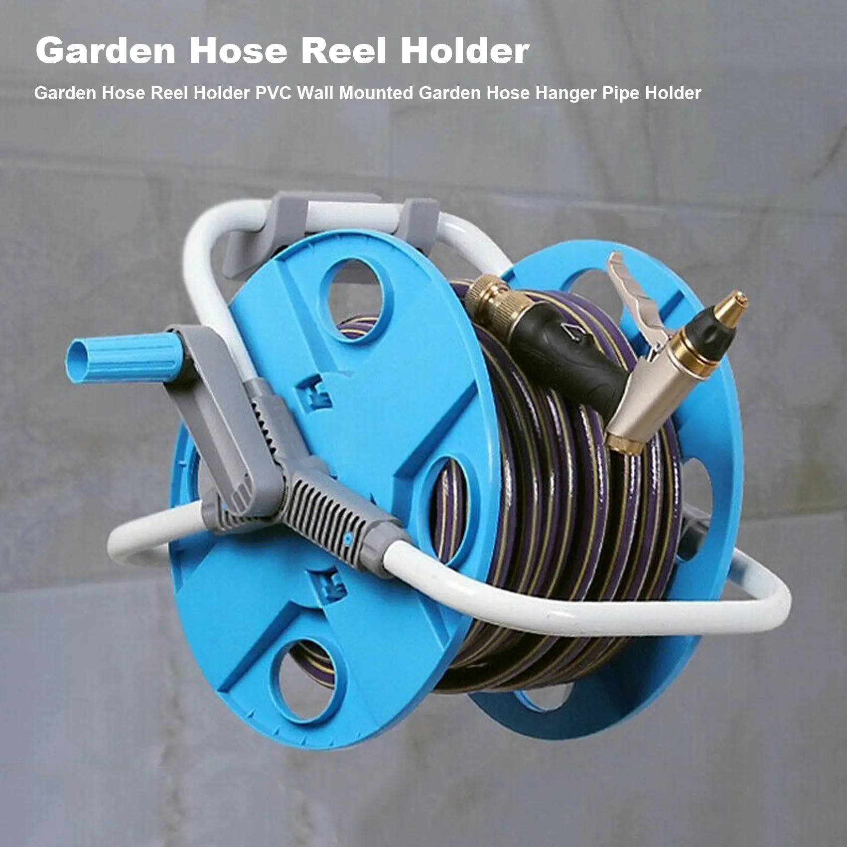 AEE4-2Pcs Garden Hose Reel Holder PVC Wall Mounted Garden Hose Hanger Pipe Holder With 8Pcs Expansion Screws